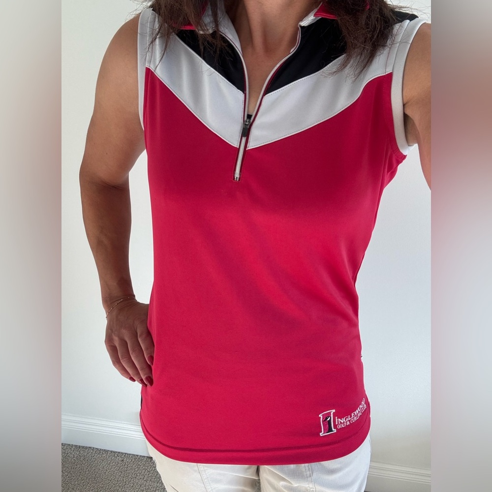 Ladies Sleeveless Golf Zip-Up Top